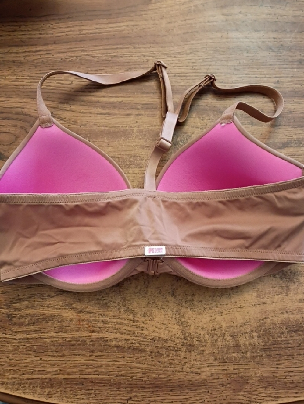 🩷PINK 🩷 34D T-Back Molded T-Shirt Bra in Nude - Picture 4 of 9